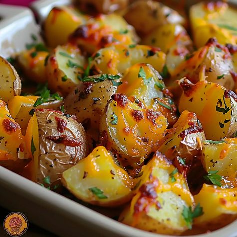 Cheesy Ranch Oven Potatoes, Cheesy Ranch Roasted Potatoes, Cheesy Oven Roasted Potatoes, Oven Roasted Potatoes Ranch Seasoning, Roasted Potatoes Ranch Seasoning, Cheesy Ranch Potatoes In The Oven, Red Ranch Potatoes, Oven Roasted Cheesy Potatoes, Ranch Roasted Potatoes Hidden Valley