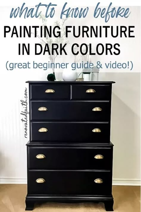 Paint Hardware Gold, Spray Paint Hardware, Paint Furniture Black, Painting Furniture Black, Paint A Dresser, Paint Hardware, Glazing Furniture, Spray Paint Furniture, Black Wood Stain