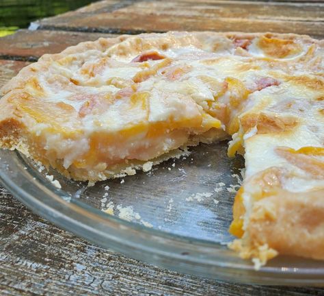 Fresh Peaches And Cream Pie, Peach And Cream Pie, Peach Cream Pie Recipe, Peaches And Cream Pie Recipe, Peach Deserts Ideas, Peach Cream Cheese Dessert, Peach Desserts With Fresh Peaches, Fresh Peach Desserts, Peach Recipes Easy