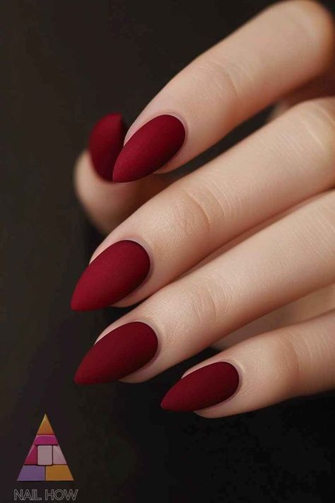 Matte Nails Different Colors, Mate Red Nails Design, Acrylic Nail Designs One Color, Matte Colored Nails, Nail Designs Red Color, Mate Red Nails, Matt Red Nails Design, Matt Nails Ideas, Nails Acrylic Color Ideas