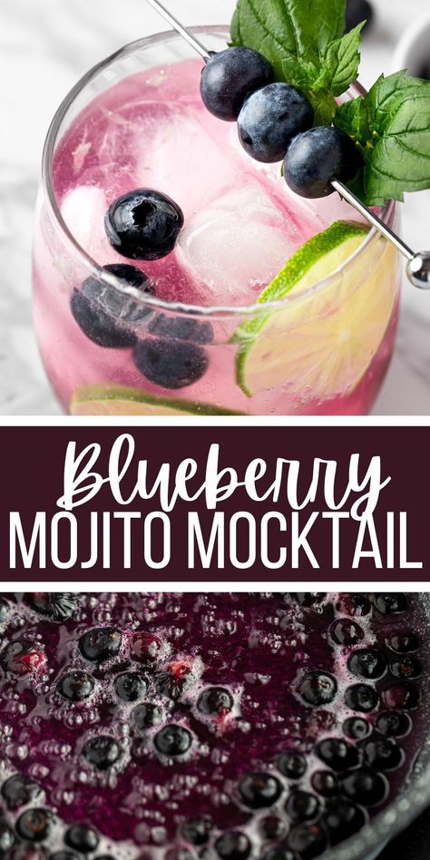 Blueberry Mojito Pitcher, Gsm Blue, Blue Mojito, Blueberry Syrup Recipe, Blueberry Mojito Recipe, Summer Mocktail Recipes, Ginger Mojito, Blueberry Drinks, Homemade Blueberry Syrup