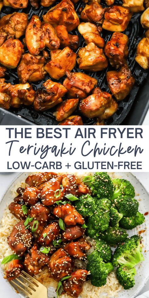 This is the best Air Fryer Teriyaki Chicken that cooks in under 15 minutes for an easy weeknight meal everyone will love! Juicy, succulent chicken tossed and perfectly cooked in a sticky, flavorful teriyaki sauce. Low-carb and gluten-free. Air Fryer Teriyaki Chicken, Air Fryer Meals, The Best Air Fryer, Resep Diet, Air Fryer Oven Recipes, Best Air Fryer, Air Fryer Recipes Chicken, Air Fryer Dinner, Air Fryer Healthy