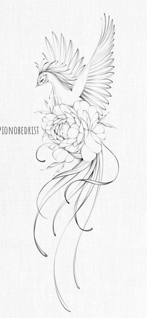 Pheonix Tattoo Floral, Phoenix Tattoo Flowers, Flower Phoenix Tattoo, Pheonix Tattoo For Women Side Hip, Phoenix Hip Tattoos Women, Phoenix And Flower Tattoo Feminine, Phoenix Shoulder Tattoo For Women, Phoenix Tattoo Side, Phoniex Tattoo Design