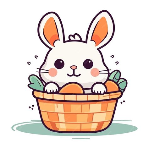 Premium Vector | Easter bunny in basket cute cartoon character vector illustration Bunny In Basket, Easter Bunny Basket, Character Vector, Bunny Basket, About Easter, Cute Cartoon Characters, Poster Invitation, Presentation Template Free, Create Image