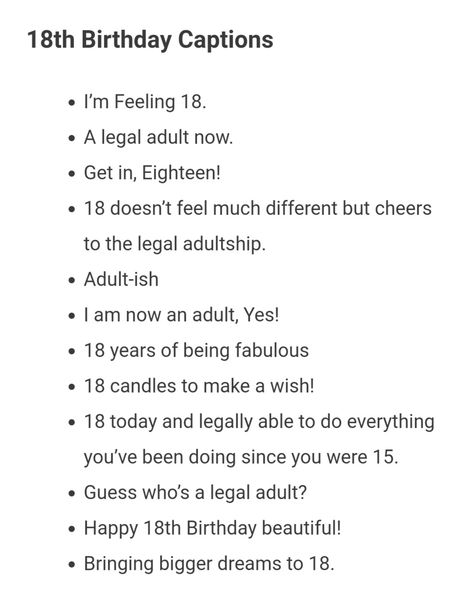 18th Birthday Captions, Happy Birthday 18th, Birthday Quotes For Me, Birthday Freebies, Not Musik, Birthday Captions Instagram, Clever Captions For Instagram, Good Insta Captions, Friend Birthday Quotes