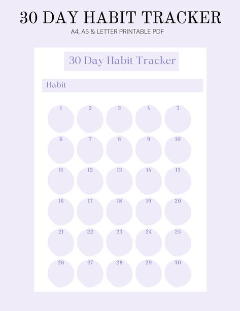 30 Days Habit Tracker, 21 Day Habit Challenge, 30 Day Tracker, Avid Program, 30 Day Challenge Tracker, Healthy Habits List, Habit Tracker Printable Monthly, 21 Days Habit, 30 Day Habit Tracker