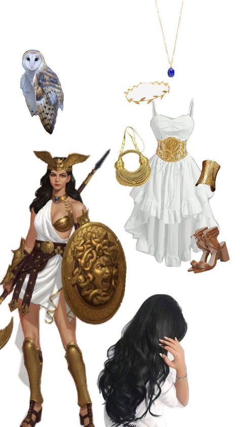 Greek mythology Ancient Greek Halloween Costume, Greek Myth Costume, Halloween Costumes Greek Mythology, Athena Greek Goddess Costume, Athena Inspired Outfit, Greek Godesses Outfit, Greek Mythology Costumes Goddesses, Greek Mythology Inspired Outfits, Greek Goddess Inspired Outfit