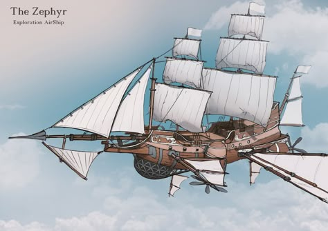 Flying Ship Art, Flying Ships Fantasy Concept Art, Dnd Airship Art, Steampunk Airship Concept Art, Steampunk Airship Art, Fantasy Airship Concept Art, Flying Ship Concept Art, Flying Ship Fantasy Art, Airship Dnd