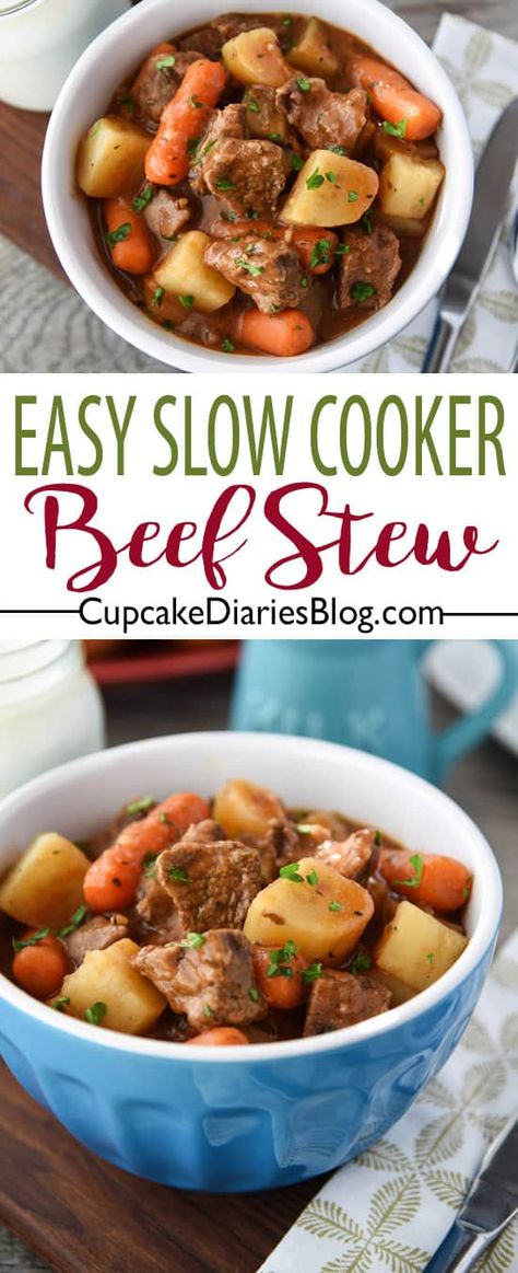 Easy Slow Cooker Beef Stew Soup Slow Cooker Recipes, Easy Slow Cooker Beef Stew, Slow Cooker Beef Stew Easy, Stew Easy, Beef Stews, Beef Food Recipes, Soup Slow Cooker, Crockpot Recipes Beef Stew, Easy Beef Stew