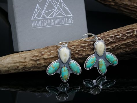 Elk Ivory And Turquoise, Elk Ivory Earrings, Elk Jewelry, Elk Ivory Jewelry, Ivory Jewelry, Elk Ivory, Silver Smithing, Mountain Jewelry, Ivory Earrings