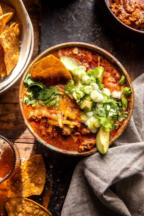 Spicy Buffalo Turkey Chili. Spicy Buffalo Turkey Chili Half Baked Harvest, Half Baked Harvest Soup, Buffalo Turkey, Lentil Potato Soup, Postpartum Meals, Half Baked Harvest Recipes, Chili Toppings, Indian Butter Chicken, Kidney Friendly