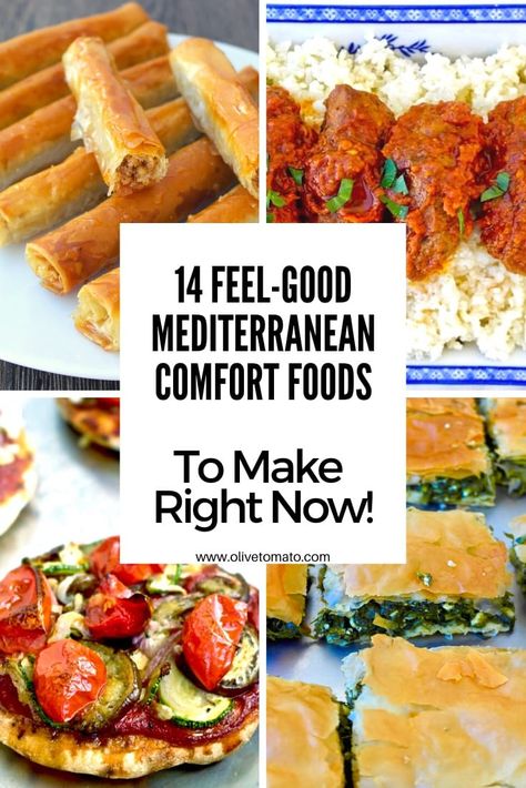 14 Feel-Good Mediterranean Comfort Foods To Make Right Now | Olive Tomato Workout Mirror, Greek Salad Ingredients, Olive Tomato, Comfort Food Healthy, Greek Diet, 10 Yoga Poses, Greek Chickpeas, Mediterranean Diet Recipes Dinners, Cauliflower Dishes