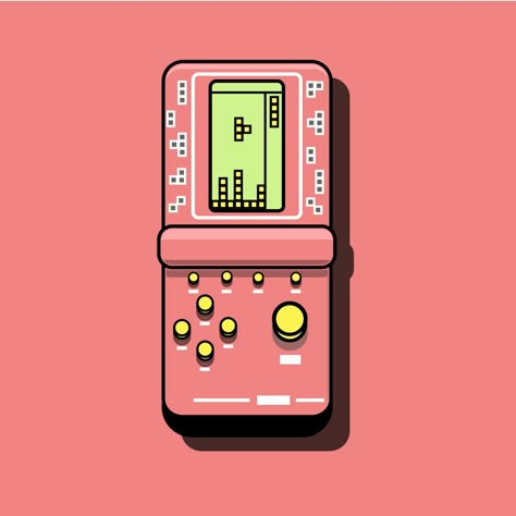 Old Game Boy Console Illustrator Flat Art Design 🎮 Old Game Consoles, Blender Projects, 90s Games, Illustrator Tips, Game Pad, Digital Art Ideas, Flat Art, Kids Meal, Game Illustration