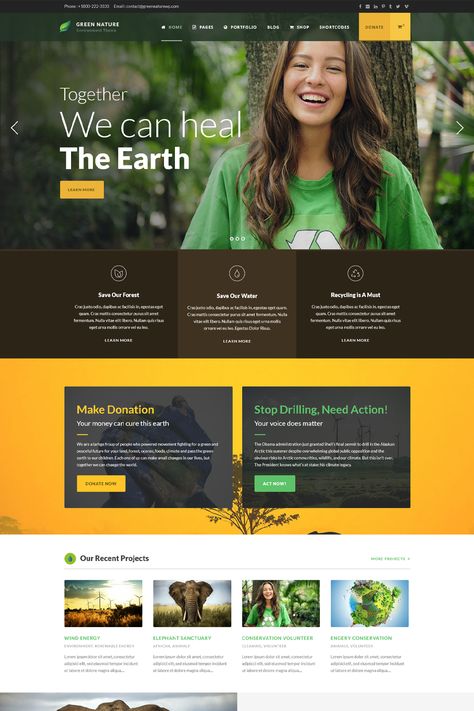 Green Nature is a responsive WordPress theme especially designed for nature, environment, environmental, donation, action, green, animal, africa, wild, non profit, foundation, paypal, natural, ngo, earth website. Animal Africa, Gullah Geechee, Sustainable Environment, Nature Environment, Web Design Projects, Website Themes, Work Design, Green Nature, Together We Can