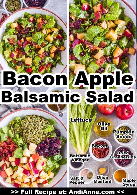 Apple Romaine Salad, Romaine Apple Salad Recipes, Fancy Winter Salad, Apple Lettuce Salad, Lettuce Based Salads, Cheap Fancy Meals, Balsamic Salad Recipes, Friday Night Ideas, Romaine Lettuce Salad Recipes