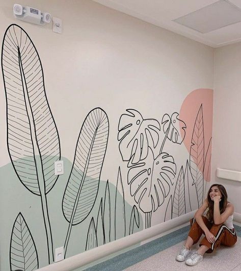 Floral Wall Mural Painting, Wall Painting Ideas Bedroom Unique, House Wall Paint, Black And White Mural, Flower Wall Painting, Home Wall Painting, Wall Murals Diy, Creative Wall Painting, Wall Art Diy Paint