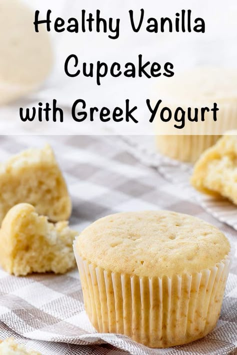 Healthy Vanilla Cupcakes, Recipes Using Whipping Cream, Healthy Cupcake Recipes, Protein Cupcakes, Vegan Cupcake, Vanilla Muffins, Healthy Cupcakes, Vanilla Cupcake Recipe, Baby Cupcake