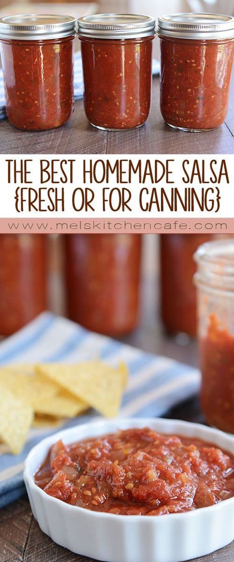 The Best Homemade Salsa {Fresh or For Canning} Best Homemade Salsa, Canned Salsa Recipes, Salsa Tomatillo, Canning Salsa, Homemade Salsa Recipe, Homemade Salsa, Kitchen Cafe, Garden Recipes, Salsa Recipe