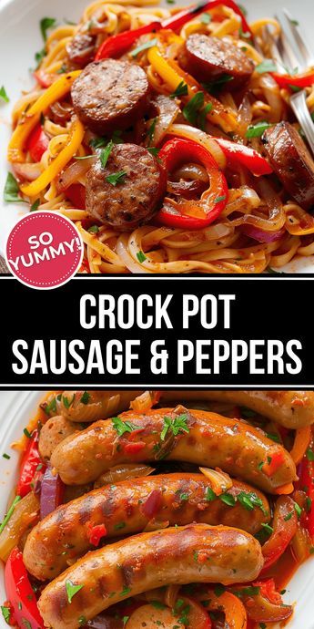 This Crock Pot Sausage and Peppers dish is a simple, satisfying, and nutritious dinner idea. It’s a classic Italian dish that combines juicy sausages, colorful bell peppers, onions, garlic, and marinara sauce, all cooked to perfection in your slow cooker. Recipes With Brats Crock Pot, Crockpot Sausage And Peppers And Onions, Italian Sausage Peppers And Onions Crockpot, Slow Cooker Sausage Peppers And Onions, Crockpot Brats And Peppers, Crockpot Sausage And Peppers Easy, Sausage And Peppers In Crockpot, Brats Slow Cooker, Crockpot Brats Slow Cooker