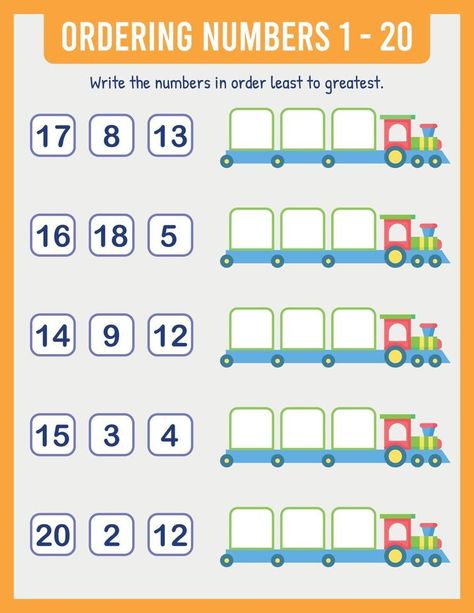 Organize the numbers from least to greatest. Math Least To Greatest Activities, Ordering Sets From Least To Greatest Kindergarten, Order Numbers To 20, Least To Greatest Kindergarten, Arrange Numbers From Least To Greatest, Ordering Numbers Worksheet Kindergarten, Ascending Order Worksheet Kindergarten, Ascending Order Worksheet, Least To Greatest Worksheets