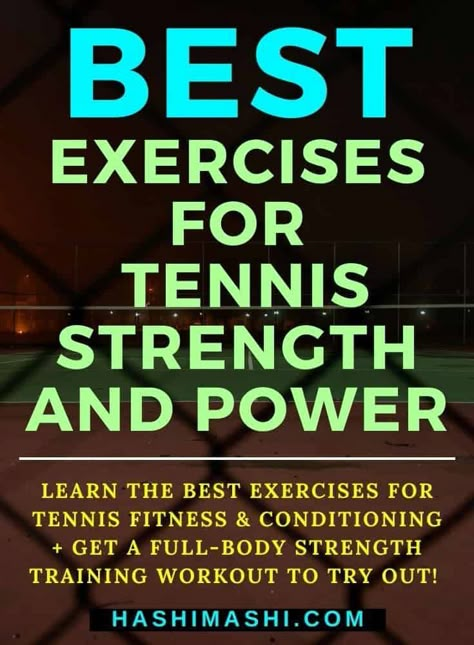 Best Exercises for Tennis - What are the best exercises for tennis fitness, strength, and power? Learn seven of the most productive exercises for tennis fitness and conditioning + get one great full-body strength training workout to try on for size. best exercises for tennis | best strength exercises for tennis | best exercises for tennis strength | best exercises for tennis conditioning | exercises for tennis fitness Best Exercises For Tennis Players, Strength Training For Tennis Players, Exercises For Tennis Players, Tennis Arm Workout, Tennis For Beginners Learning, Tennis Fitness Workouts, Tennis Strength Training, Tennis Workout Training At Home, Tennis Exercises At Home