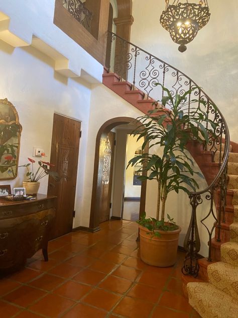 pretty old mediterranean home #houseinterior #mediterranean Old Mediterranean Homes, House With Tree Inside, Meditterean House, Medditeranean Style Home, Nature House, Spanish Hacienda, Earthy Home Decor, Earthy Home, House In Nature