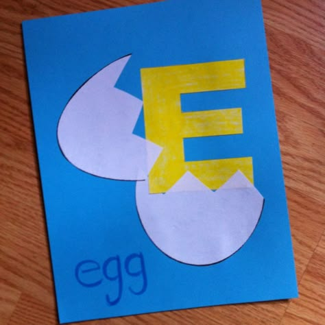 E is for egg craft. Letter E Letter E Crafts, E Is For Egg, Letter E Art, Letter E Activities, Letter E Craft, Preschool Letter Crafts, Alphabet Crafts Preschool, Abc Crafts, Alphabet Letter Crafts