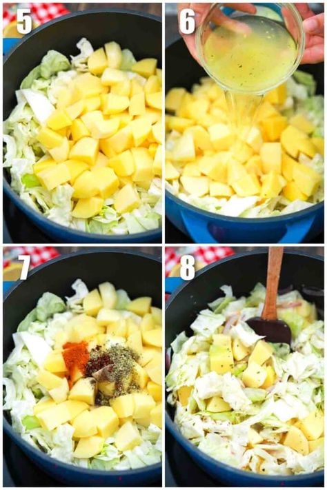 Cabbage And Red Potato Recipes, Cabbage And Red Potatoes, Cabbage Sweet Potato Recipes, Fried Cabbage And Potatoes, English Potatoes, Potatoes Cabbage, Boiled Cabbage, Steamed Cabbage, Cabbage And Potatoes