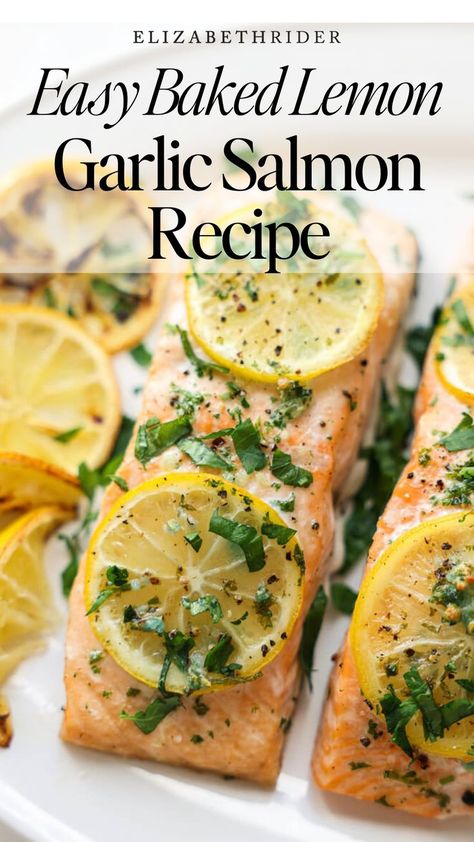 If you try any of my recipes, let it be this one. This baked lemon garlic salmon recipe is perfectly flaky and bursting with a glorious combination of bright and rich flavors.Lately, I’ve been having a love affair with salmon. I have always been a fan of fish, but these last few weeks I can’t seem to get enough. #BakedSalmonRecipe #LemonGarlicSalmon #EasySalmonRecipes Lemon Salmon Recipes Baked, Lemon Salmon Recipes, Easy Salmon Recipe, Baked Salmon Lemon, Salmon Meal Prep, Salmon Recipes Baked Healthy, Lemon Garlic Salmon, Spring Salad Recipes, Lemon Salmon