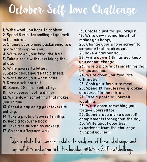 Self Love Challenge, October Challenge, Jennifer Lee, Fall Mood Board, Self Care Bullet Journal, Love Challenge, Wonderful Weekend, Spring Weather, Positive Self Affirmations