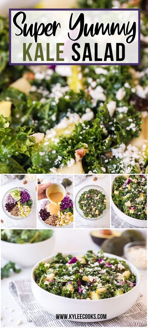 Massage Kale, Salad Vinaigrette, Recipe With Honey, Massaged Kale, Dijon Vinaigrette, Kale Salad Recipes, Vinaigrette Recipe, Honey Dijon, Kale Recipes