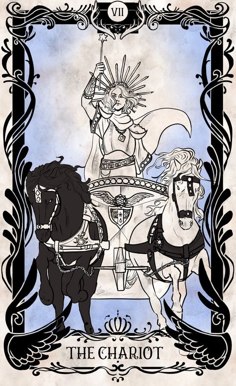 The Chariot Tattoo Tarot, The Chariot Tarot Aesthetic, The Chariot Tarot Card Art, The Chariot Tattoo, Chariot Aesthetic, The Chariot Tarot Tattoo, Chariot Tattoo, Sophiecore Aesthetic, The Chariot Tarot Card