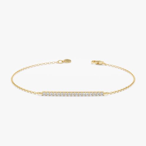 Dainty Bracelet, 14K Gold Bracelet, Diamond Bracelet, Bridesmaid Gift, Wedding Box, Graduation Gift, Mothers Day Sale, Pave Diamond Bar, Gifts For Her, Bridal Jewelry, Sarah Elise Jewelry Gold And Diamond Bracelet, Diamond Bar Bracelet, Bar Dimensions, Gold Diamond Bracelet, Dainty Gold Bracelet, Solid Gold Bracelet, Bracelet Diamond, Bracelet Minimalist, Bar Bracelet