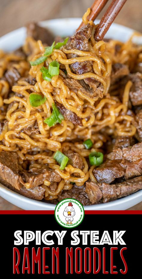 Steak Ramen, Onion Vinegar, Leftover Steak Recipes, Spicy Steak, Skirt Steak Recipes, Ramen Recipes Easy, Leftover Steak, Noodle Recipes Easy, Spicy Ramen