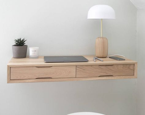 Floating Desk With Drawers, Computer Room Ideas, Wall Dining Table, Master's Bedroom, Wall Mounted Folding Table, Floating Shelf With Drawer, Mounted Desk, Floating Drawer, Floating Bedside Table