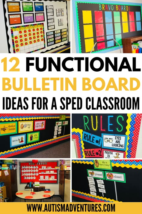 "Unlock the potential of your special education classroom with strategic bulletin board setups! Our latest blog post offers practical advice and inspiring ideas to help you create visually engaging learning spaces. Check it out now!" Self Contained Bulletin Boards, Special Education Classroom Bulletin Board Ideas, Self Contained Classroom Bulletin Board, Classroom Decor For Special Education, Great Work Bulletin Board Ideas, Classroom Check In Board, Special Education Classroom Setup High School, Special Needs Bulletin Board Ideas, Aba Bulletin Board Ideas