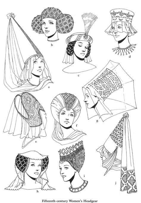 1100s Fashion, 15th Century Fashion, Middle Aged Women Fashion, Medieval Fairy, 14th Century Clothing, Middle Ages Art, Middle Ages Clothing, Medieval Hats, Medieval Hairstyles