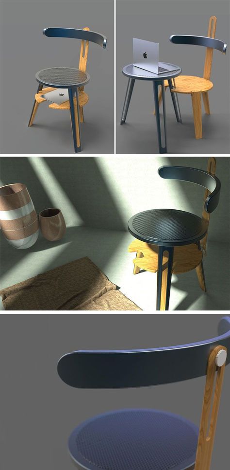 Portable Chair Design, Kitchen Utensils Ideas, Multifunctional Furniture Design, Furniture Space Saving, Portable Furniture, Study Table And Chair, Compact Desk, Drawing Furniture, Compact Furniture