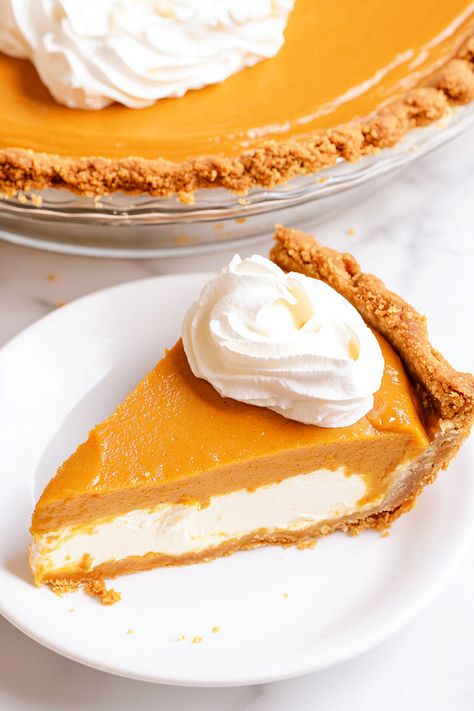 Best Double Layer Pumpkin Pie Double Layer Pumpkin Pie, Pumpkin Quiche, Spiced Pumpkin Pie, Layered Pumpkin Dessert, Pumpkin Cream Cheese Pie, Christmas In Hawaii, Classic Pumpkin Pie, Pumpkin Filling, Crumble Tart