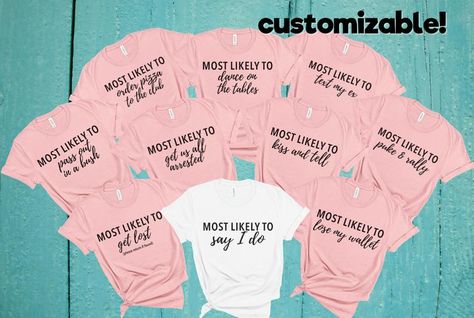 Bachlorette Party Shirts Funny, Not Cheesy Bachelorette Shirts, Sassy Shirts For Women Bachelorette, Casual Graphic Print T-shirt For Bachelorette Party, Bachelorette Party Tshirts, Pink Graphic Print T-shirt For Bachelorette Party, Personalized Bachelorette, Order Pizza, Brides Babes