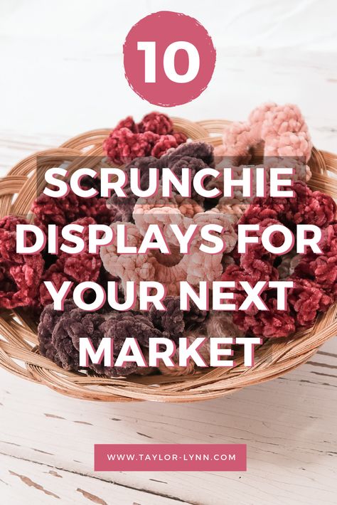 10 Scrunchie Display Ideas - Market Scrunchie Display, Craft Fair Displays Scrunchies, Scrunchie Stall Setup, Diy Scrunchie Display Stand, Hair Accessory Display Ideas, How To Display Socks For Sale, Hair Accessories Display Retail, Scrunchie Holder Display, Market Stall Display Ideas Scrunchies