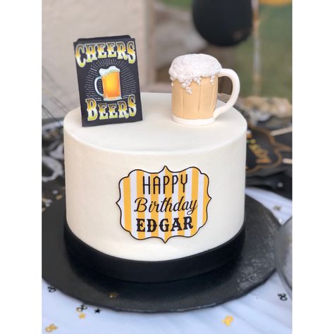 Cheers and Beers cake Cheers And Beers Cake, Beer Cakes For Men, Beer Themed Cake, Birthday Cake Beer, Birthday Beer Cake, Beer Birthday Party, Beer Mug Cake, Cake Design For Men, Fairy Birthday Cake