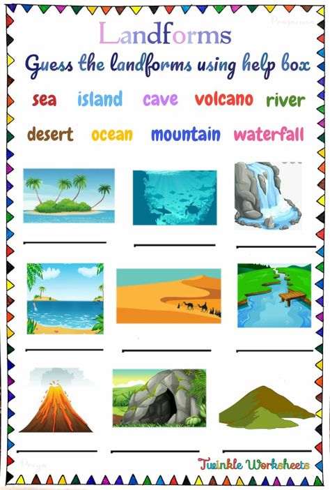 Landforms For Kids, Fun Science Worksheets, Landforms Worksheet, Middle School Social Studies Classroom, Land Forms, Geography Worksheets, Kids Worksheet, Geography For Kids, Continents And Oceans