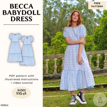 FREE PATTERNS – coralinestreet Collared Dress Pattern Free, Casual Dress Sewing Patterns, Beginner Dress Sewing Pattern Free, Long Flowy Dress Pattern, Sewing Patterns Free Plus Size, Woven Dress Pattern, Free Womens Dress Patterns, Dress Patterns Beginner, Easy Cotton Dress Pattern