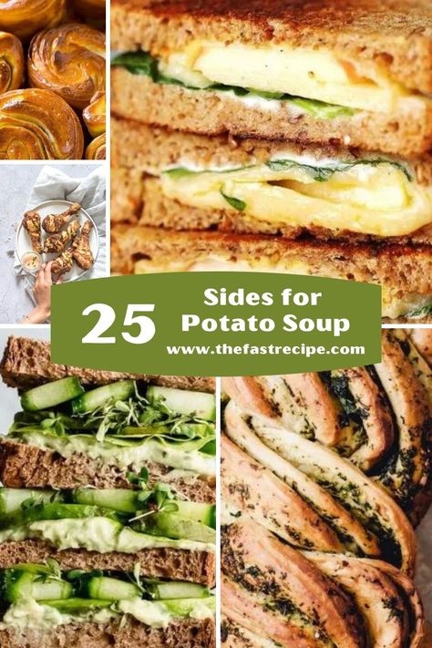 Have you ever wondered what to serve with potato soup? Here you will find 25 delicious from bread to rolls, biscuits, salads, and more. #thefastrecipe #whattoservewithpotatosoup #whattoservewithsoup #potatosoupsidedishes #potatosoupsides What To Make With Baked Potatoes, What To Eat With Potato Soup, Cheesy Potato Soup, Delicious Sides, Potato Soup Easy, Loaded Potato Soup, Loaded Baked Potato Soup, Creamy Potato Soup, Baked Potato Soup