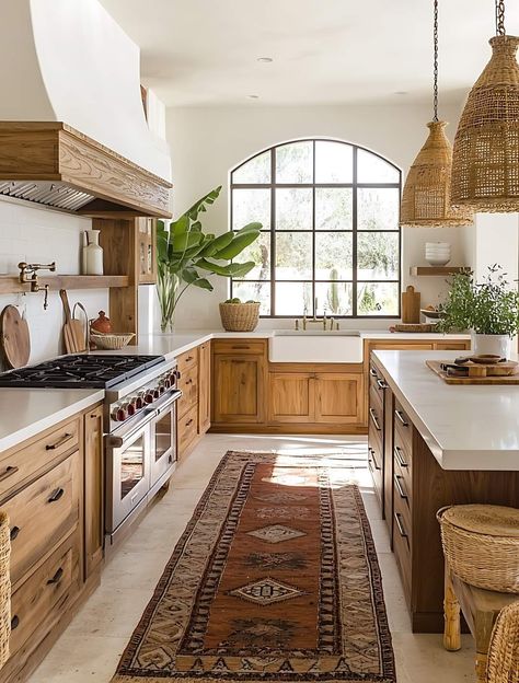 Spanish Kitchen Aesthetic, Modern Spanish Style Kitchen Cabinets, Small Spanish Style Kitchen, California Spanish Style Interior Kitchen, Spanish Style Galley Kitchen, California Ranch Kitchen, Arch Digest Kitchen, Kitchen Ideas Spanish Style, Spanish Influence Kitchen