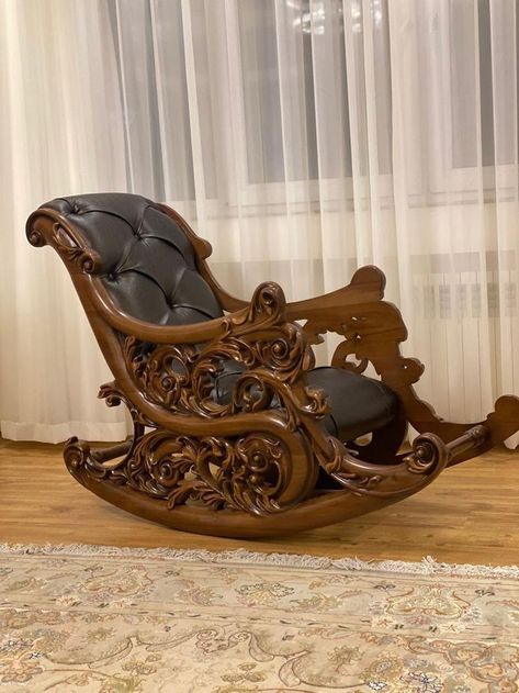 Sofa Santai, Classy Furniture, Wood Carving Furniture, Wooden Sofa Set Designs, Wood Bed Design, Unusual Furniture, Wooden Rocking Chairs, Wooden Bed Design, Furniture Design Wooden