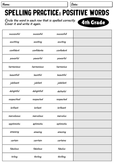 4th Grade Spelling Worksheets Practice English Class Activities, 4th Grade Spelling Words, Spelling Practice Activities, 5th Grade Spelling, 4th Grade Spelling, Spelling Word Practice, 4th Grade Homeschool, Phonics Lesson Plans, Spelling Homework