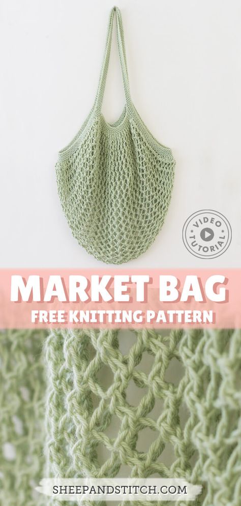 Knitted market bag Knitting Market Bag, Knitted Bags Diy, Knit Variegated Yarn Patterns, Knitted Shopping Bags Free Patterns, Simple Free Knitting Patterns, East Knit Projects, Simple Knit Projects, Easy Knitting Gifts, Knitting Ideas For Beginners Projects