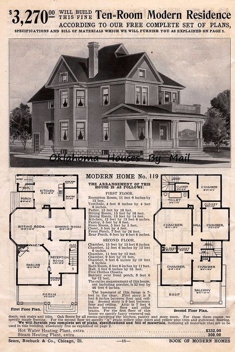 Victorian House Floor Plans, Sears House Plans, Sears House, Sears Catalog Homes, Sears Kit Homes, Sears Homes, Vintage Floor Plans, Old House Plans, Old Country Houses